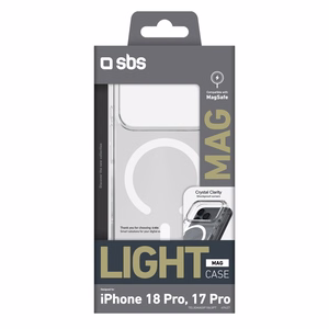 SBS Light Mag maciņš modelim iPhone 18 Pro / 17 Pro, saderīgs ar MagSafe – caurspīdīgs