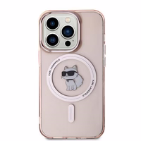Karl Lagerfeld IML Choupette Magnētiskais viedtālruņa apvalks iPhone 14 Pro - rozā
