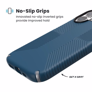 Speck Presidio2 Grip MagSafe vāciņš ierīcei iPhone 17, “Deep Sea / Silver Metallic” krāsā