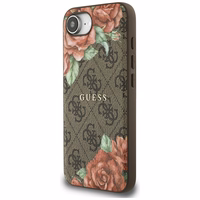 Guess 4G Flowers Print magnētiskais viedtālruņa apvalks iPhone 16e - brūns