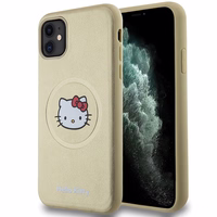 Hello Kitty ādas Kitty Head magnētiskais viedtālruņa apvalks iPhone 11 / Xr - zelta