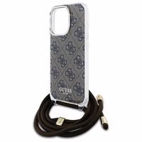 Guess Crossbody Cord 4G Drukāts viedtālruņa apvalks iPhone 16 Pro - brūns