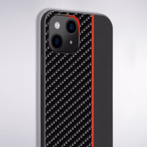 Tel Protect CARBON maciņš iPhone 12 Pro Max, melns ar sarkanu svītru