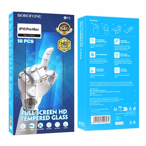 Borofone Aizsargstikls BF6 Diamond Armor Pilns Ekrāns HD Iphone 16 Pro Max - 10 vienības