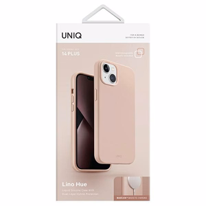 Uniq Lino Hue Magclick uzlādes viedtālruņa apvalks iPhone 14 Plus - rozā