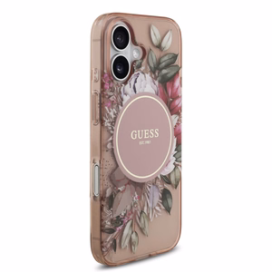 Guess IML Flowers Strap MagSafe vāciņš Apple iPhone 17, rozā