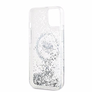 Karl Lagerfeld Šķidrie Spīdumi Choupette galvas MagSafe apvalks iPhone 13 - caurspīdīgs