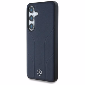 Mercedes Ādas Iespiestas līnijas Magnētiskais apvalks Samsung Galaxy S25 - zils