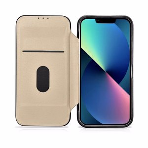 iCarer CE Oil Wax Premium ādas folio viedtālruņa apvalks iPhone 14 Plus Magnētiskais atveramais apvalks ar MagSafe Melns (AKI14220707-BK)