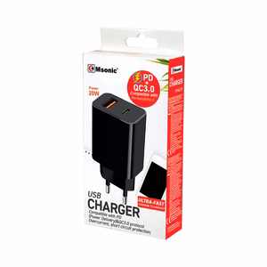 MSONIC tīkla lādētājs USB+USB-C 20W QC3.0 PD MY6635K