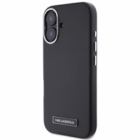 Karl Lagerfeld FW Metal Plate Magnētiskais iPhone 16 Plus viedtālruņa apvalks - melns