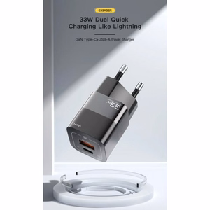 Lādētājs Essager GaN Square melns 33W (PD / QC3.0)