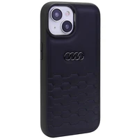 Audi GT Sintētiskā ādas viedtālruņa apvalks iPhone 15 Plus - melns