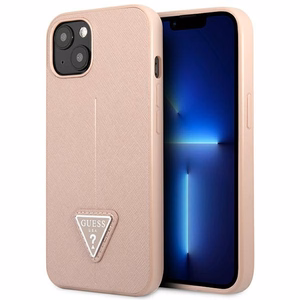 Guess GUHCP14MPSATLP iPhone 14 Plus 6.7 "rozā/rozā cietais apvalks SaffianoTriangle Logo