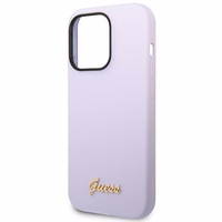Guess GUHCP14XSLSMU iPhone 14 Pro Max 6.7" violets cietais silikona viedtālruņa apvalks Vintage Gold Logo