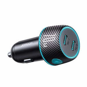 2x USB-C 70W automašīnas lādētājs ar LED apgaismojumu Joyroom JR-CCN02 - melns