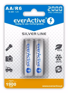 Uzlādējamas baterijas everActive Ni-MH R6 AA 2000 mAh Silver Line