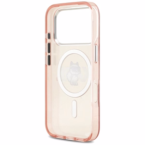 KARL LAGERFELD viedtālruņa apvalks IPHONE 17 Pro, ar magnētisko MagSafe, (KLHMP17LHGCHGKBP, IML Choupette Sketch Logo) rozā