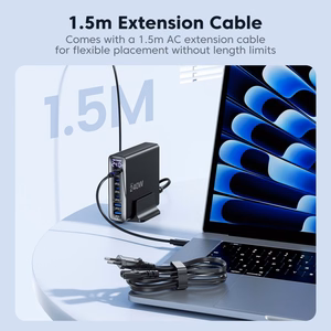 Tech-Protect DC240W-GAN 6 portu galda lādētājs PD 240W / QC3.0 melns