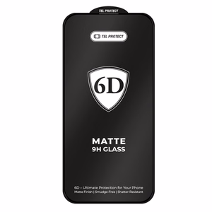 Tel Protect Full Glue 6D matēts rūdītais stikls modelim iPhone 18 Pro Max, melns