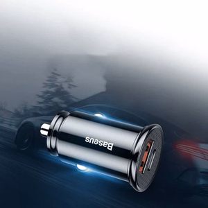 Baseus Circular Plastic QC 3.0 PD automašīnas lādētājs 1x USB-C - USB ports 30W melns