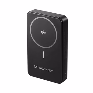 Внешний аккумулятор Wozinsky WLWP-10KA0Y3S 22.5W PD Qi2 10000 mAh, с подставкой, 1x USB-A, 1x USB-C - чёрный