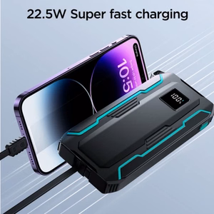 Portatīvais lādētājs Joyroom JR-L017 melns 10000mAh 22.5W (PD / QC3.0) + integrēts 2in1 kabelis