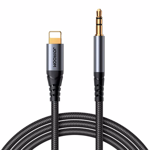Joyroom Audio Transfer Series SY-A06 mini ligzdas 3.5 mm / Lightning kabelis 1.2 m - melns