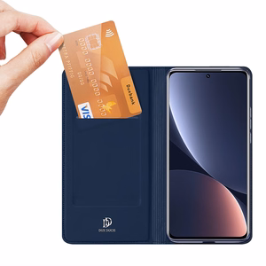 Dux Ducis Skin Pro viedtālruņa apvalks Xiaomi 13 Pro ar kartes turētāju un statīvu zils