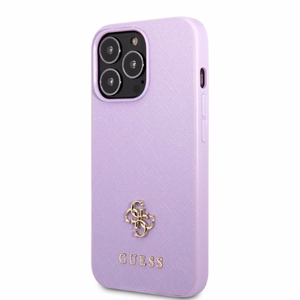 Guess GUHCP13LPS4MU iPhone 13 Pro / 13 6.1" violets/violets cietais apvalks Saffiano 4G mazs metāla logotips
