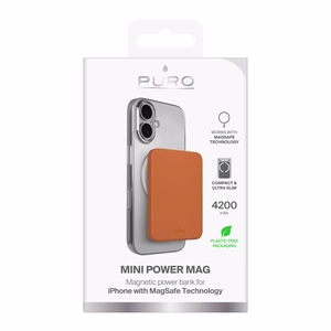 Puro 4200mAh Ультратонкий Внешний аккумулятор совместимый с MagSafe USB-C - оранжевый