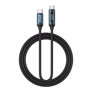BWOO USB-C - USB-C kabelis 1m 60W ar LED ekrānu, pīts, melns