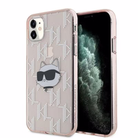 Karl Lagerfeld IML Choupette galvas un monogrammas apvalks iPhone 11 / Xr - rozā