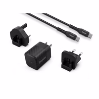 Energizer Ultimate - Multiplug EU / UK / US GaN 20W PD mains lādētājs + USB-C kabelis (melns)