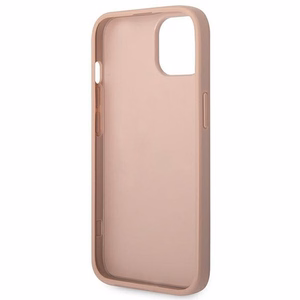 Guess GUHCP14MPSASBPI Saffiano with Metal Logo vāciņš ierīcei iPhone 14 Plus, rozā