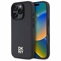 DKNY atkārtota raksta logotipa magnētiskais viedtālruņa apvalks iPhone 16 Pro - melns