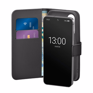 Puro atverams viedtālruņa apvalks ar maku Samsung Galaxy S25 - melns