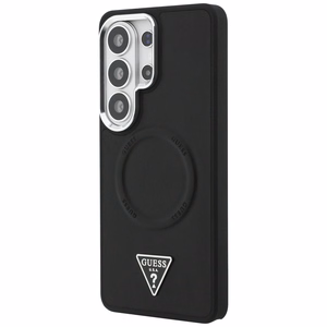 Guess maciņš Embossed Ring Triangle Logo MagSafe priekš Samsung Galaxy S26 Ultra melns