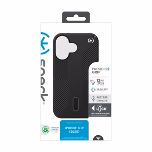 Speck Presidio2 Grip ClickLock & MagSafe vāciņš ierīcei iPhone 17, “Black / Slate Gray / White” krāsā