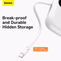 Baseus Qpow ar digitālo indikatoru portatīvais lādētājs ar ātru uzlādi 20000mAh 22.5W QC/PD/SCP/FCP ar iebūvētu USB-C kabeli balta