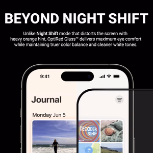 Crong OptiRed Glass rūdīta stikla ekrāna aizsargs ar zilās gaismas filtru, paredzēts iPhone 17e