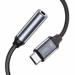 Tech-Protect UltraBoost USB-C / 3.5 mm mini ligzdas adapteris - melns