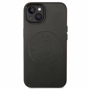 Karl Lagerfeld ādas perforēts logotipa apvalks viedtālrunim iPhone 14 Plus - melns