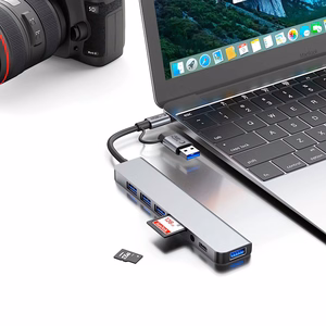 Tech-Protect HB06 HUB adapteris 8in1 TYPE-C + USB2.0 + USB3.0 + SD/TF + AV3.5 - pelēks