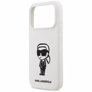 KARL LAGERFELD viedtālruņa apvalks IPHONE 17 Pro saderīgs ar Magnētisko KLHMP17LSKIGROH (Silicone W/ KL Sketch & Logo) balts
