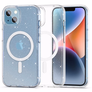 Tech-Protect FlexAir Hybrid Magnētiskais iPhone 13/14 apvalks - caurspīdīgs ar spīdumiem