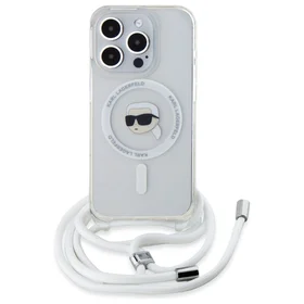 Karl Lagerfeld soma pāri plecam IML Karl galvas MagSafe iPhone 16 Pro viedtālruņa apvalks – caurspīdīgs