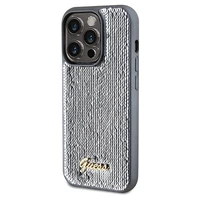 Guess Sequin Script Metal viedtālruņa apvalks iPhone 14 Pro - sudraba