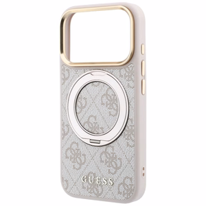 Guess Ring Stand 360 4G Classic Logo MagSafe maciņš, paredzēts iPhone 17 Pro Max / 18 Pro Max, rozā