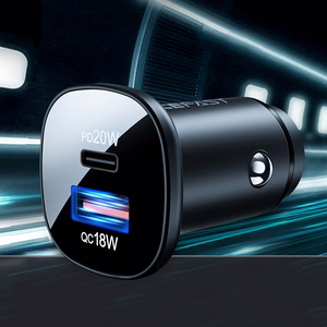 Acefast automašīnas lādētājs 38W USB Type C / USB, PPS, Power Delivery, Quick Charge 3.0, AFC, FCP melns (B1 melns)